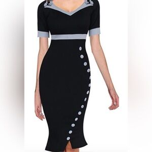 NWT Homeyee Chic Black and Gray Midi Dress Large